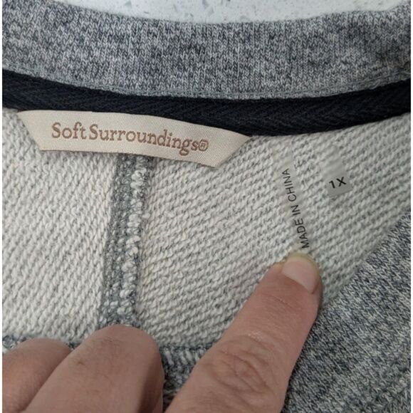 Soft Surroundings Urban Chic Pullover Sweatshirt  Gray Side Zips Laser Cutout 1X - Picture 9 of 10